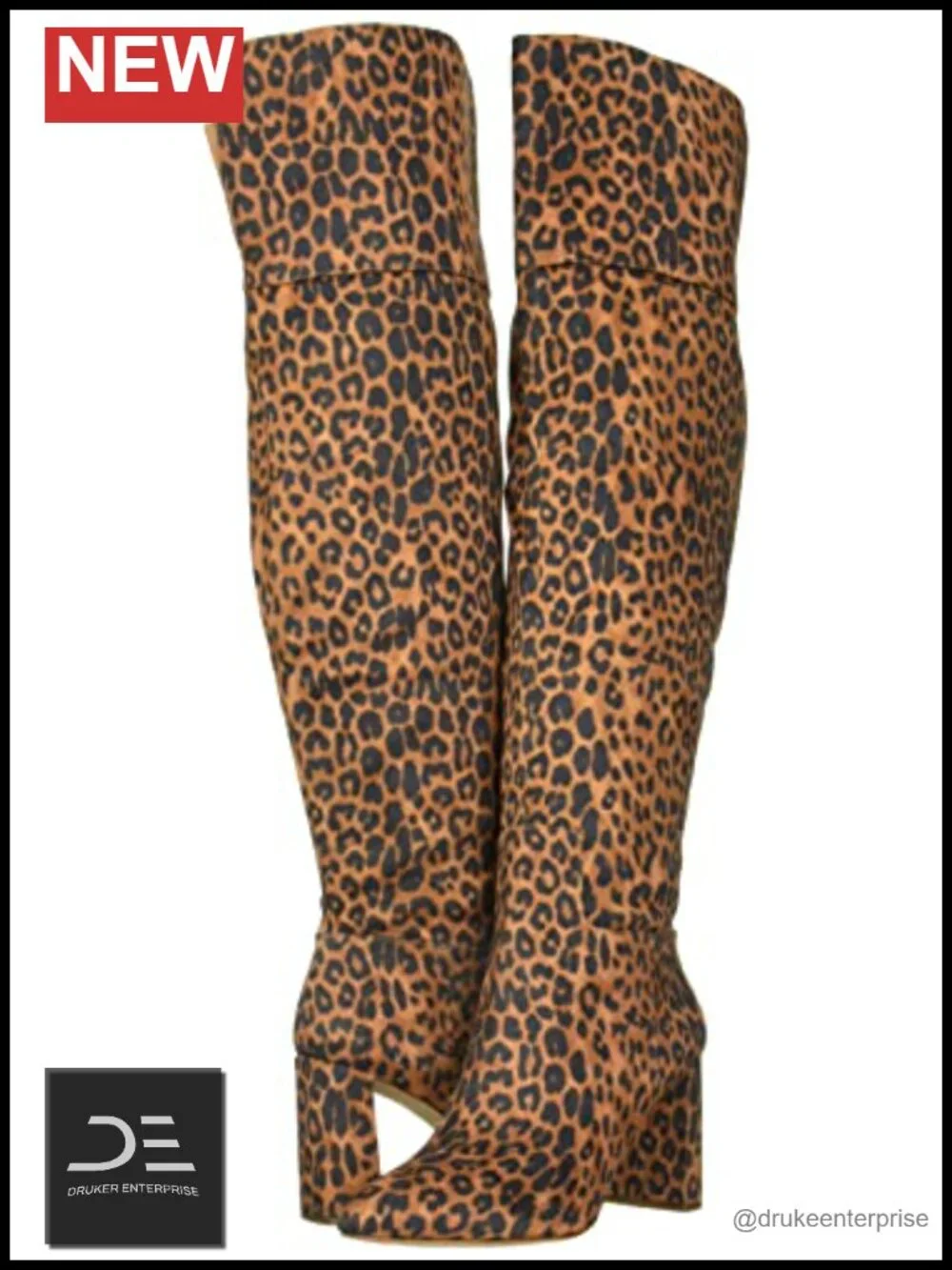 Over-the-Knee Boots Block Heel Pointed Toe Zip Cotton Lining Fall Boots